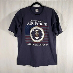 New United States Air Force Shirt Men's Large Blue Short Sleeve Crew Neck Cotton